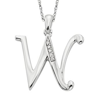 Sterling Silver Diamond Accent Initial Pendant