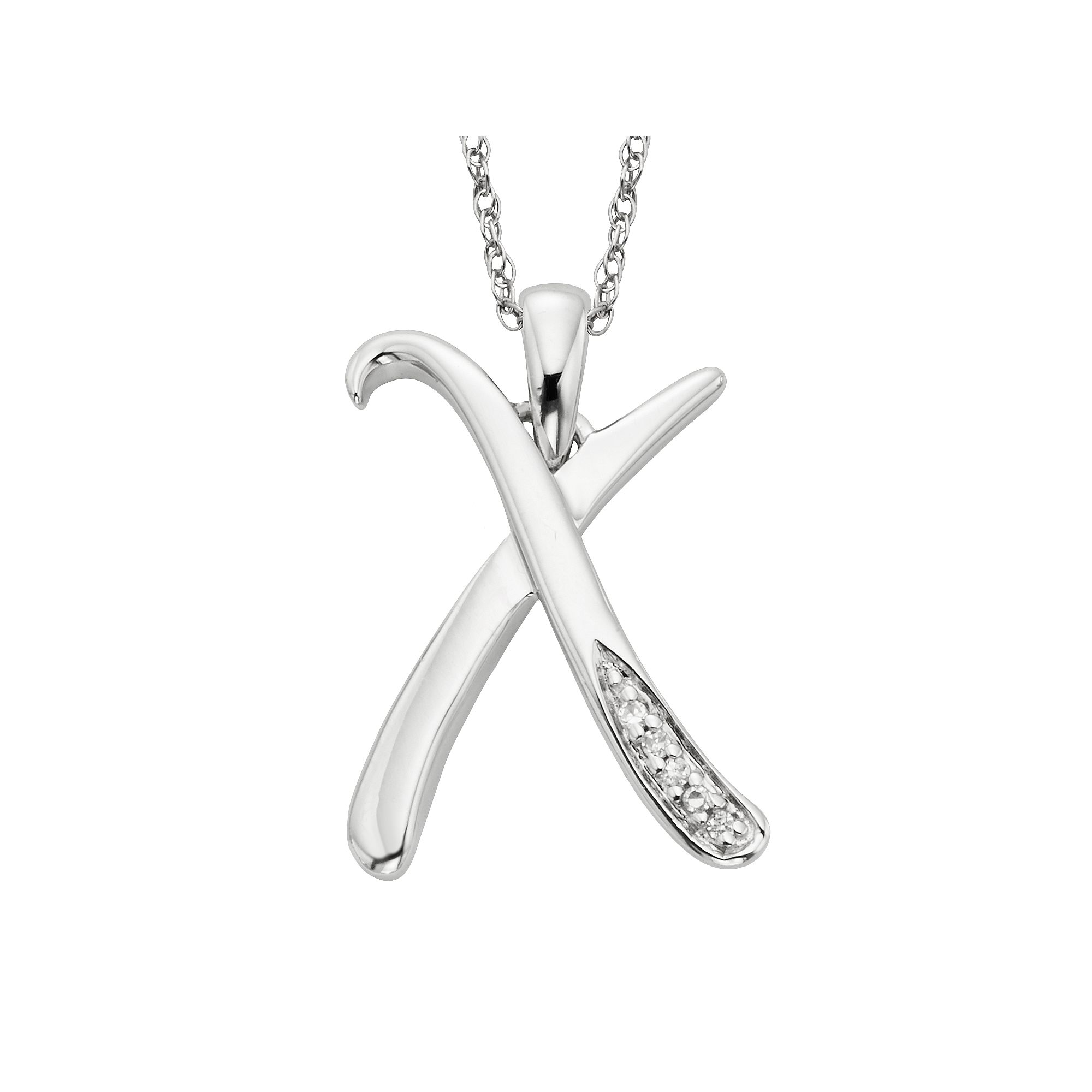 Sterling Silver Diamond Accent Initial Pendant, Womens, Size: 20MM, X