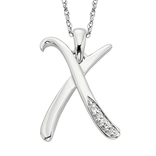 Sterling Silver Diamond Accent Initial Pendant