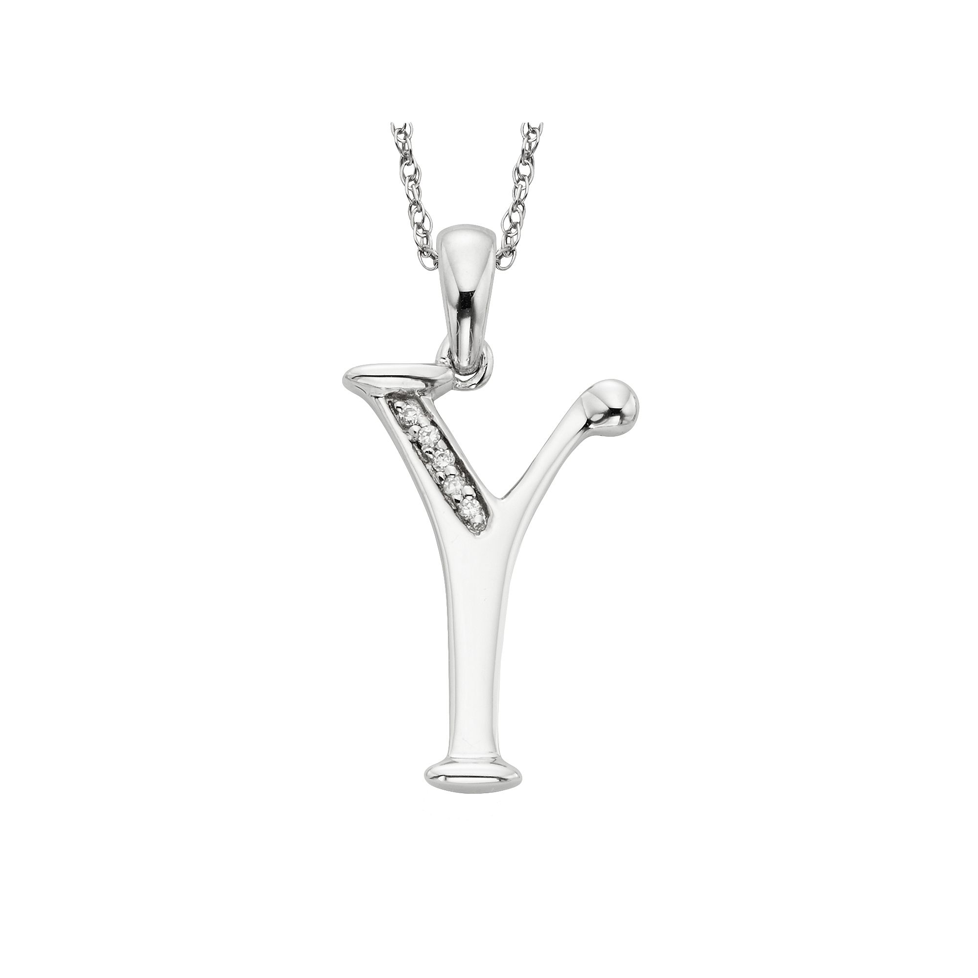 Sterling Silver Diamond Accent Initial Pendant, Womens, Size: 20MM, Y