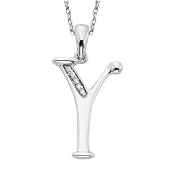 Sterling Silver Diamond Accent Initial Pendant