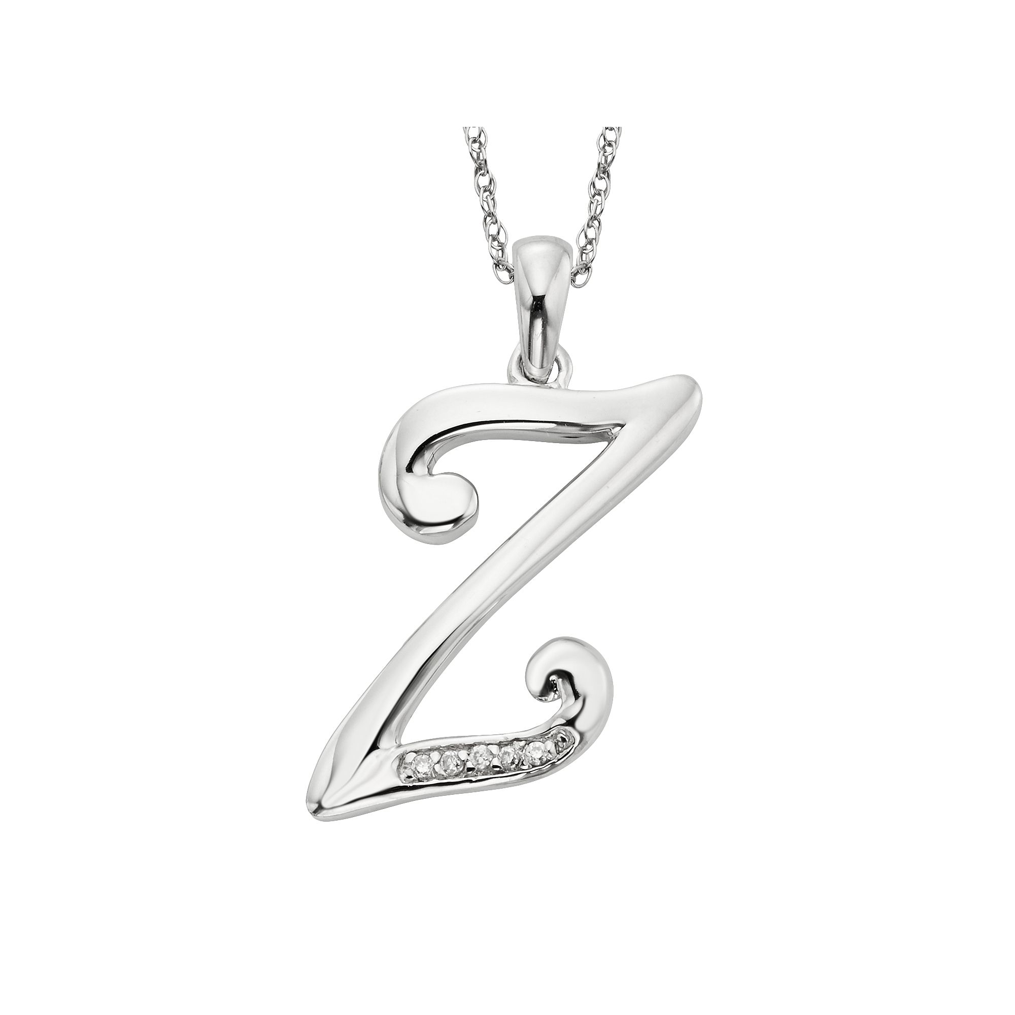 Sterling Silver Diamond Accent Initial Pendant, Womens, Size: 20MM