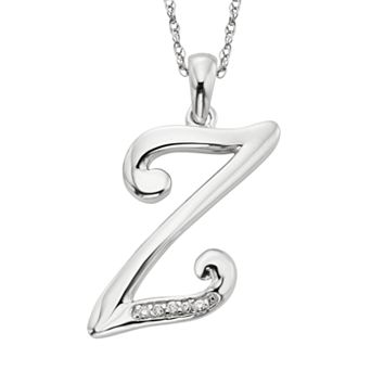 Sterling Silver Diamond Accent Initial Pendant