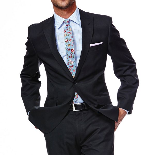 Haggar Black Solid Gab Active Series Tailored Fit Blazer