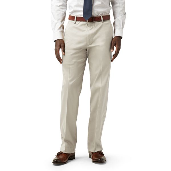 Dockers Mens No Wrinkle Stretch Khaki Straigh-Fit Flat-Front Pant