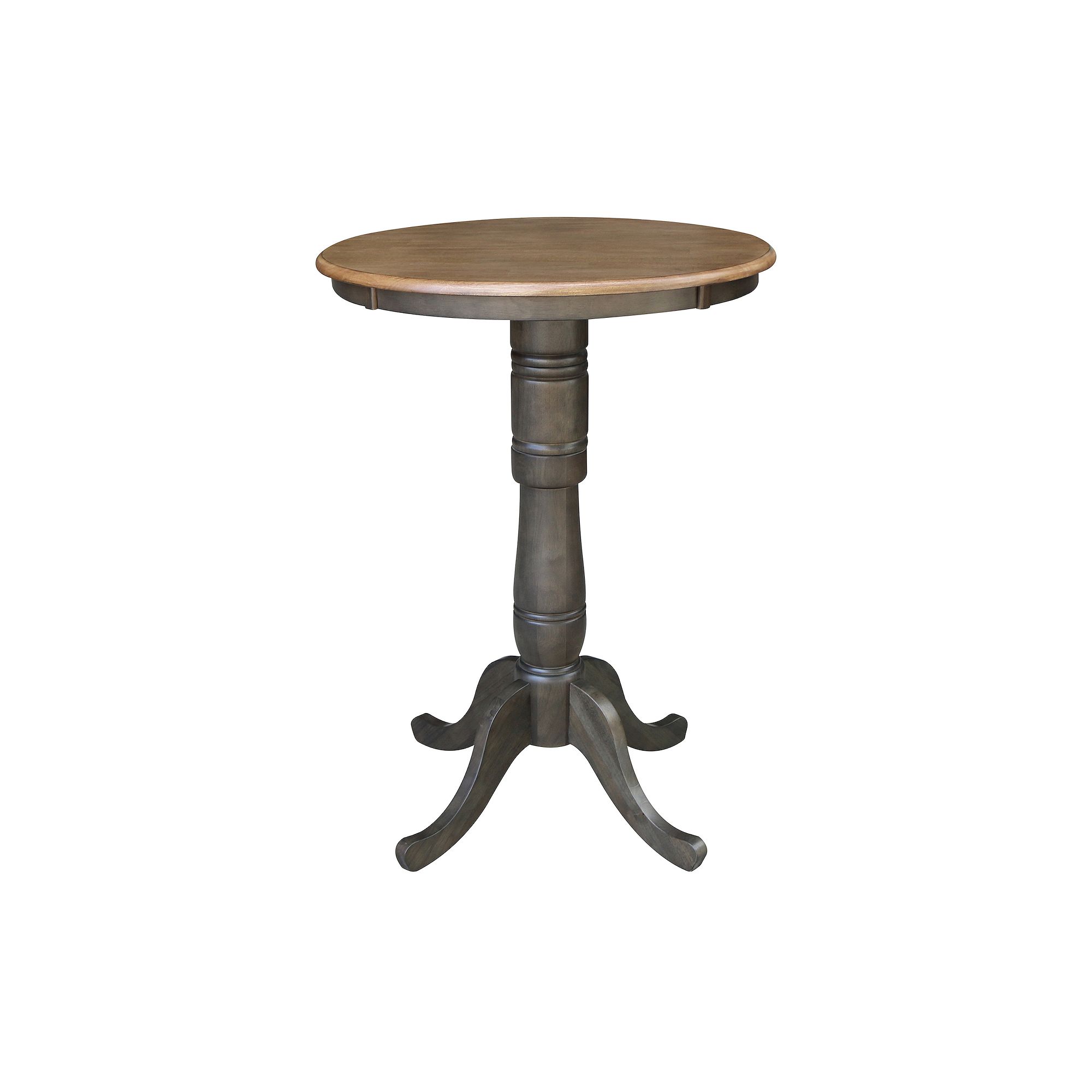 Round Adjustable Pedestal Dining Table, Hickory Washed Grey