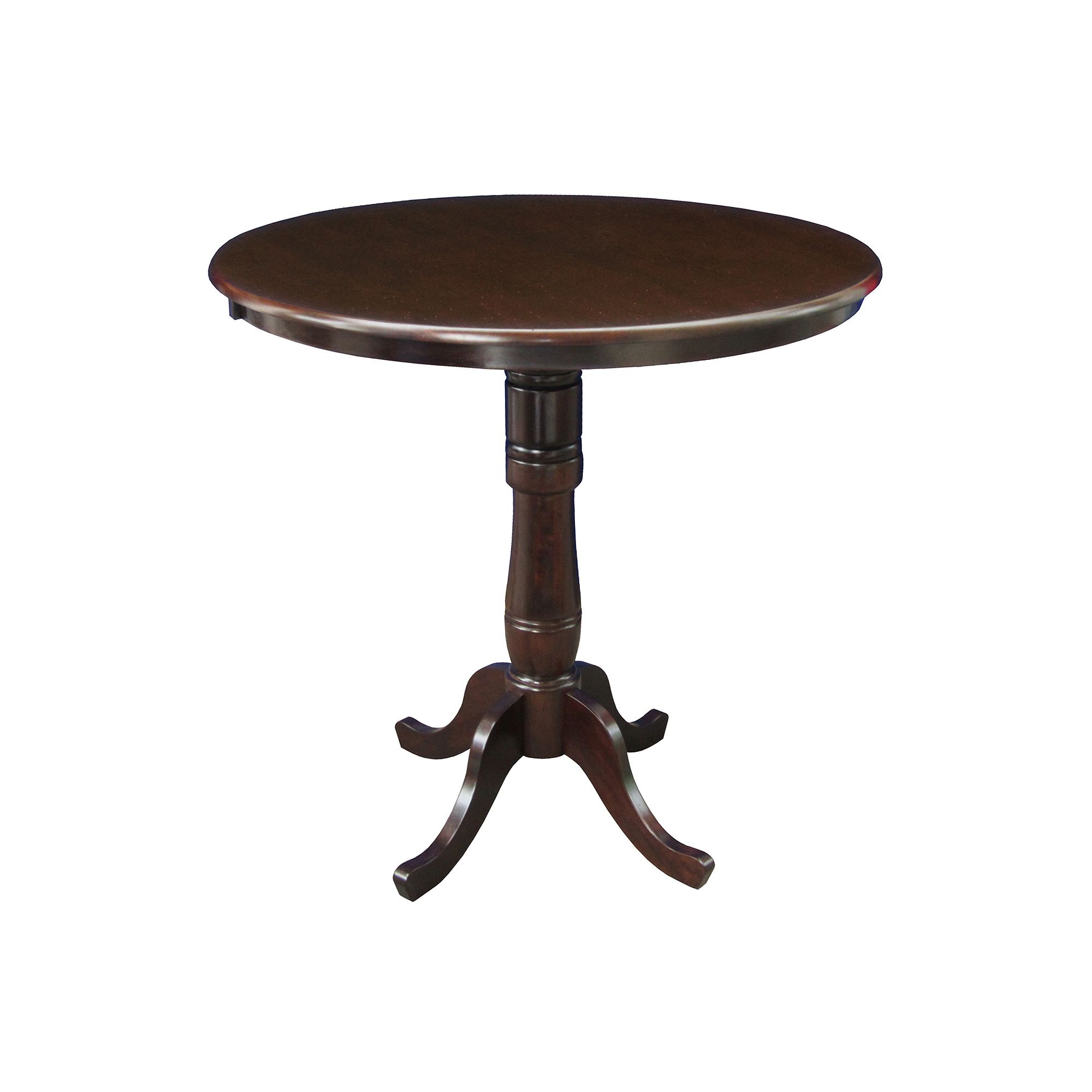 36-42-in. Round Adjustable Pedestal Dining Table, Rich Brown