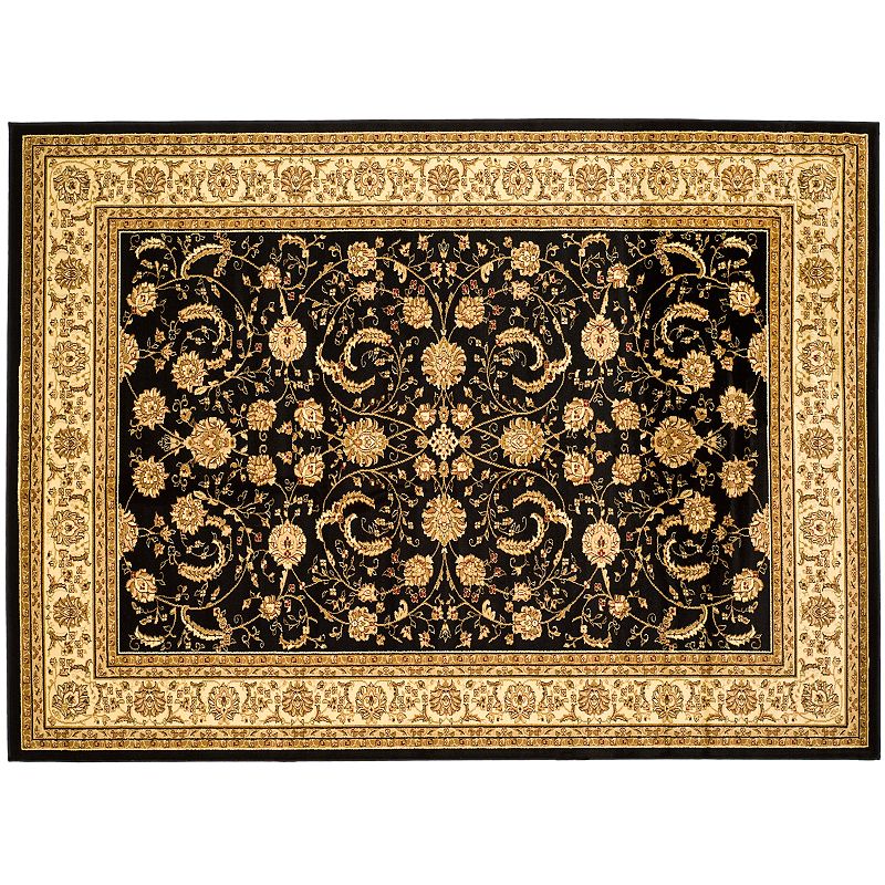 Safavieh Lyndhurst Framed Floral Scroll Rug, Black, 2X20 Ft