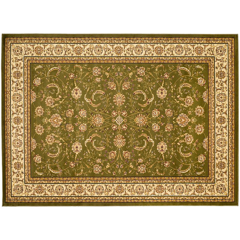 Safavieh Lyndhurst Framed Floral Scroll Rug, Green, 6X9 Ft