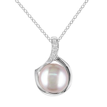 Stella Grace Sterling Silver Dyed Freshwater Cultured Pearl and Diamond Accent Pendant