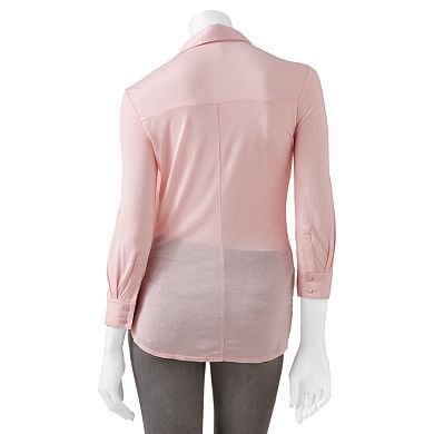 Candie's® Mixed Media Tie-Front Top - Juniors