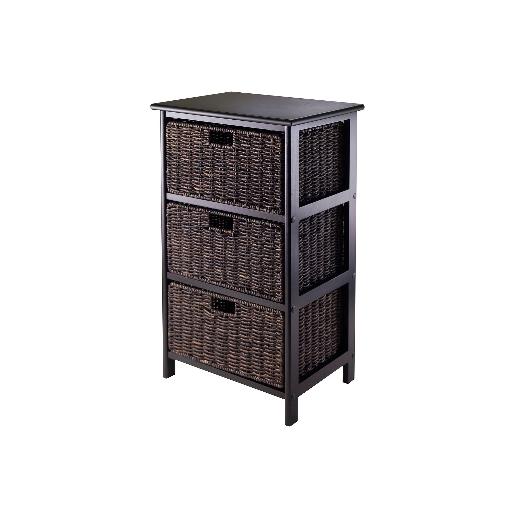 Winsome Omaha Storage Rack & 3-Basket Unit, Black
