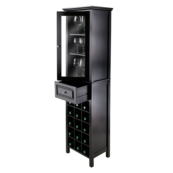 Winsome Glass Door 15-Bottle Wine Cabinet