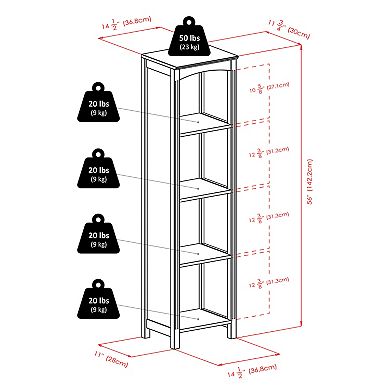 Winsome Terrace Narrow 5-Tier Storage Bookshelf