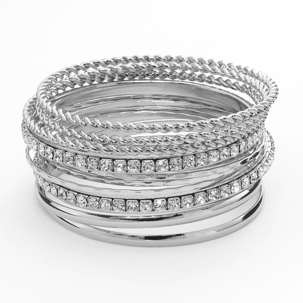 Sonoma Goods For Life® Hammered and Twist Simulated Crystal Bangle ...