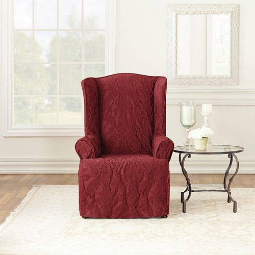 Sure Fit Matelasse Damask Wing Chair Slipcover