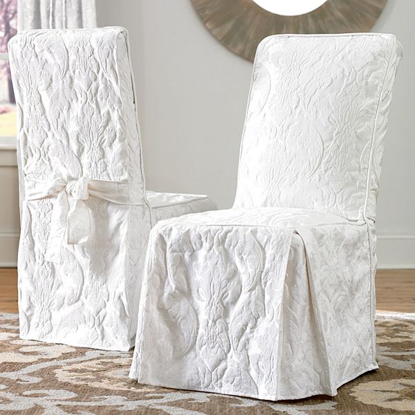 Sure Fit Matelasse Damask Dining Room, Grey Dining Room Chair Slip Covers