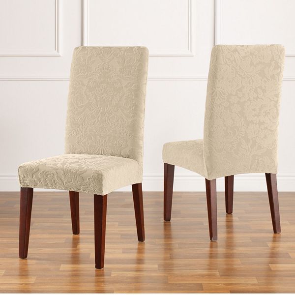 Sure Fit Stretch Jacquard Damask Dining, Damask Dining Room Chair Cover