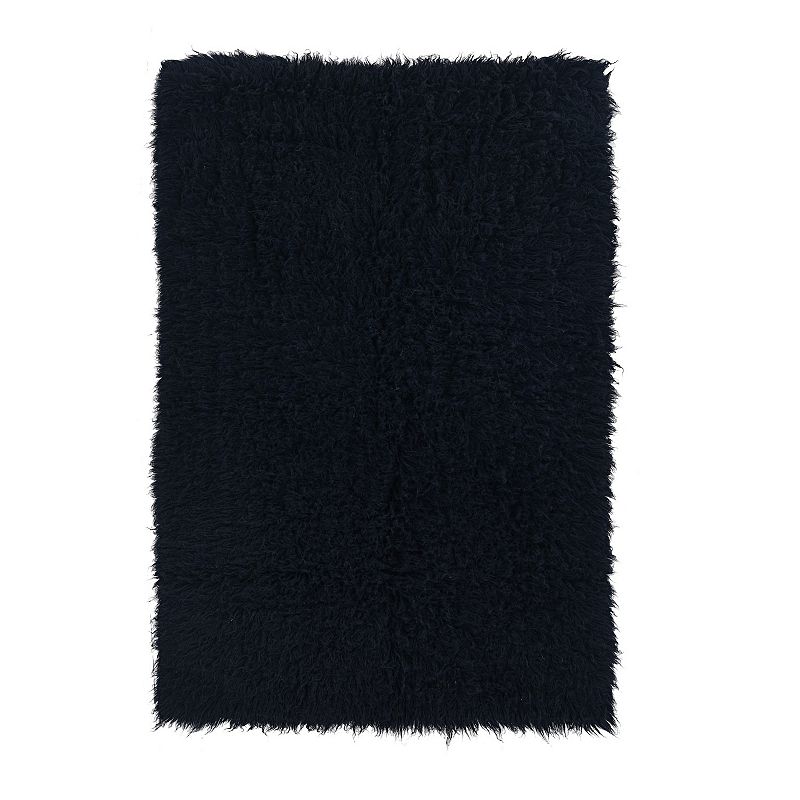 Linon New Flokati Rug, Black, 5X8 Ft