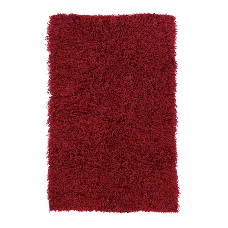 Linon New Flokati Rug, Red, 5X8 Ft