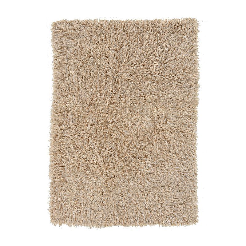 Linon New Flokati Rug, Beig/Green, 5X8 Ft
