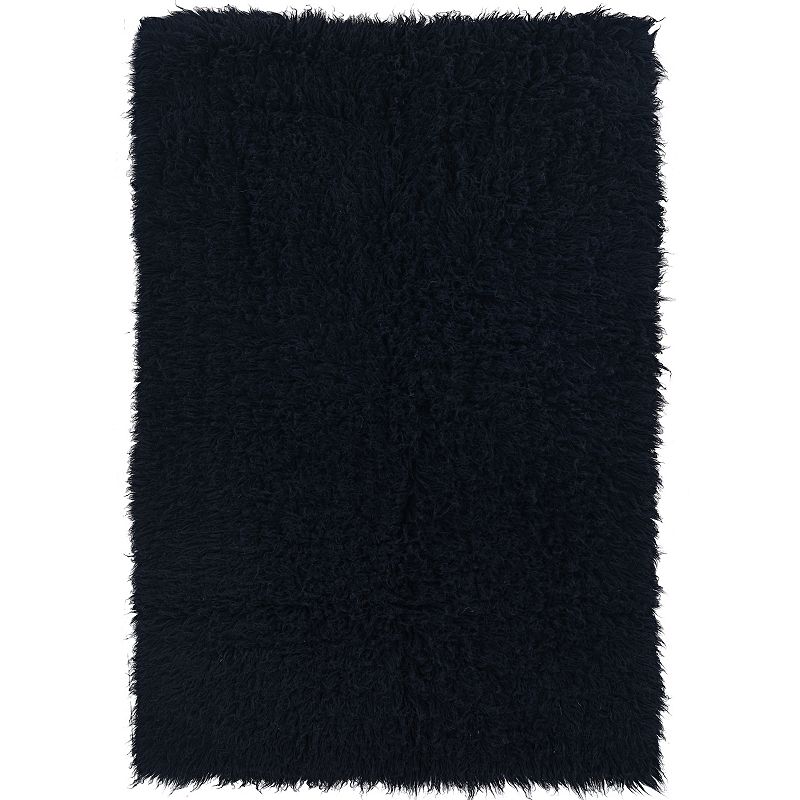 Linon New Flokati Rug, Black, 8X10 Ft