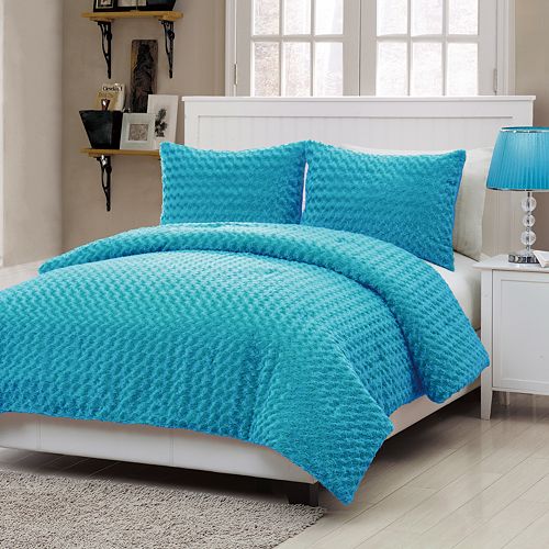 Vcny Rose Faux Fur 2 Pc Comforter Set Twin