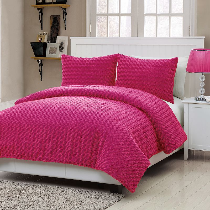 VCNY Home Rose Faux-Fur Comforter Set, Pink, Twin