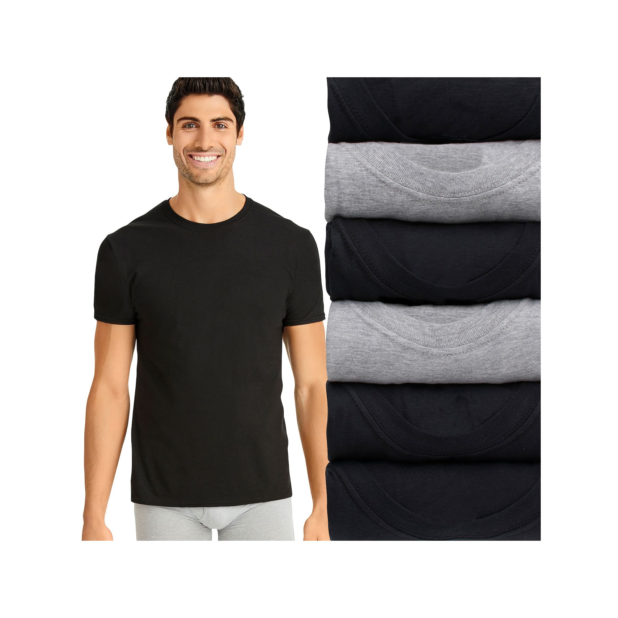 Hanes Ultimate 6-Pack Mens ComfortSoft Crewneck Undershirt, Size: Small, B