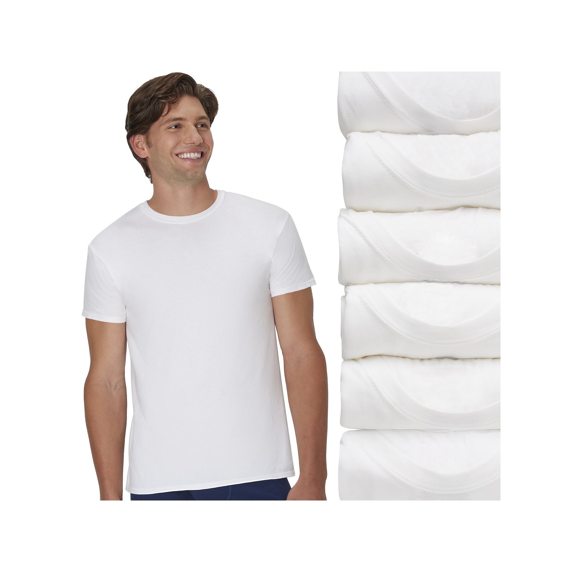 Hanes Ultimate 6-Pack Mens ComfortSoft Crewneck Undershirt, Size: Small, W