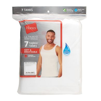 Men's Hanes® 7-Pack Ultimate Tank Undershirt, ComfortSoft, White