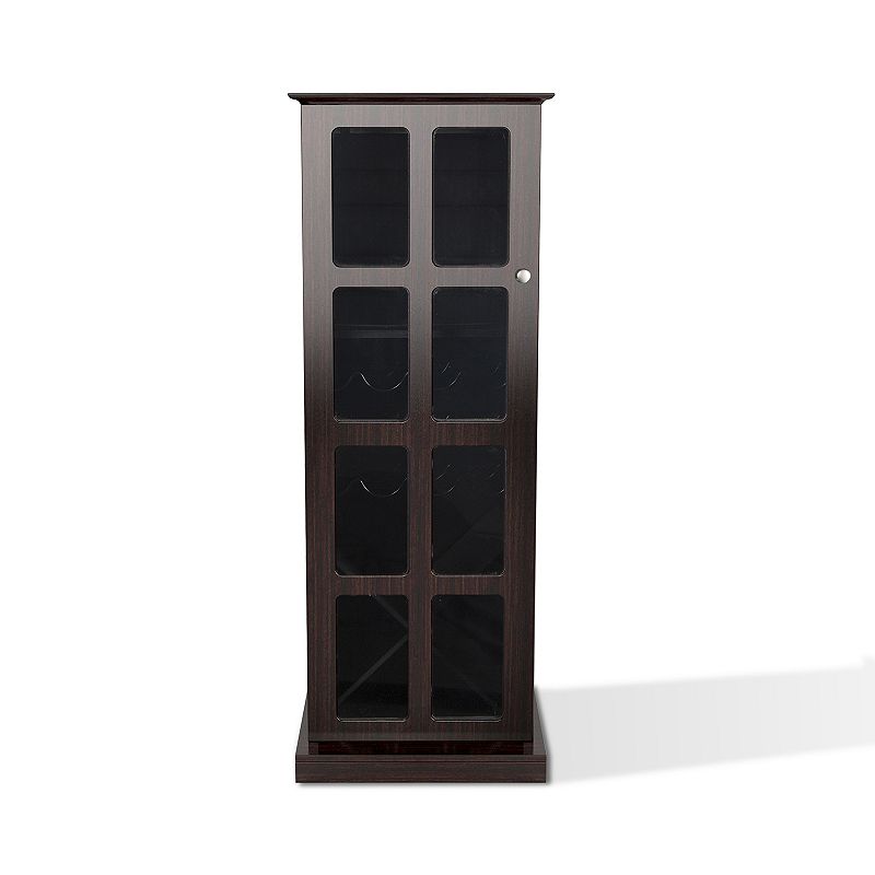 Atlantic Windowpane 24-Bottle Wine Cabinet, Brown, Furniture