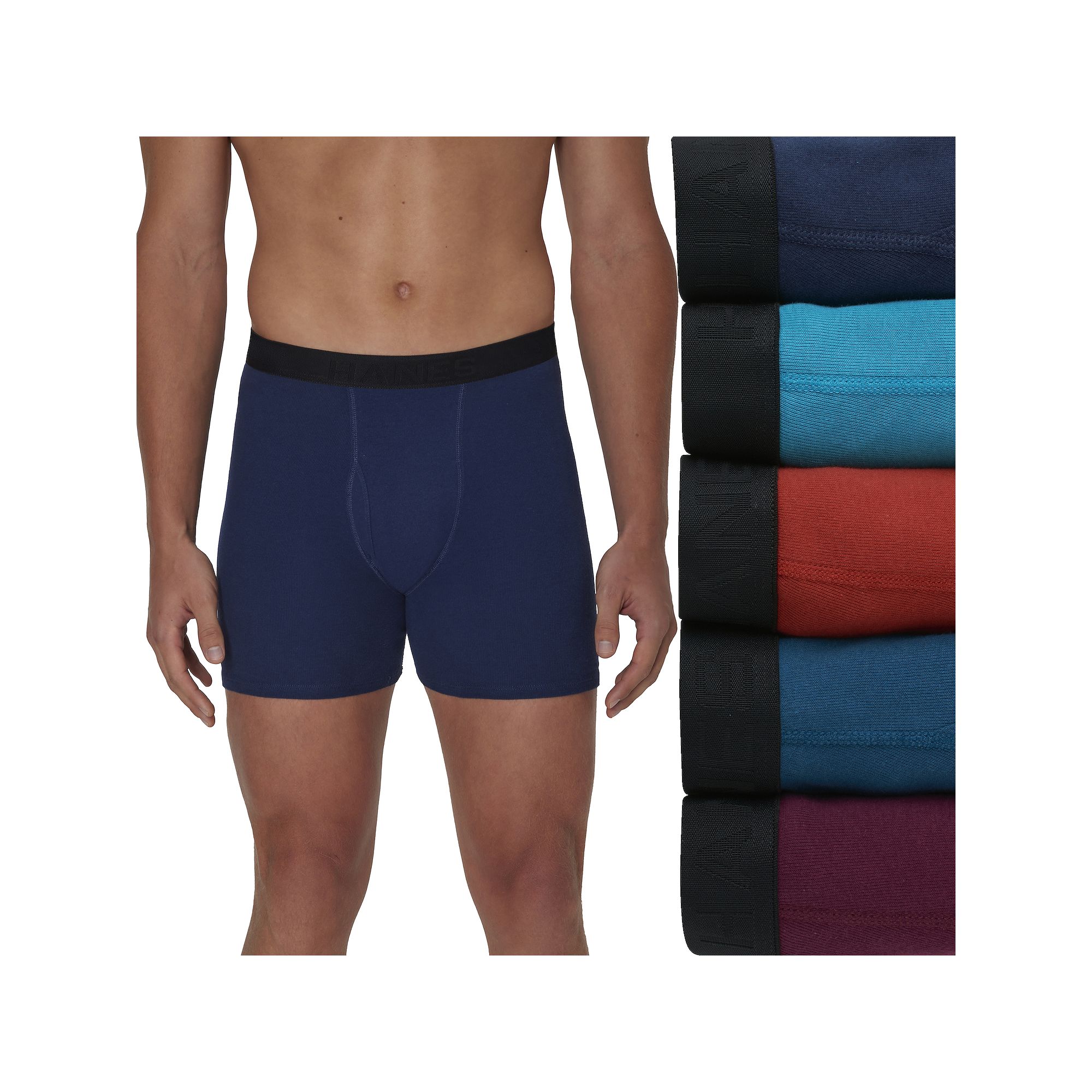 Hanes Ultimate 5-Pack Mens Ringer Style Boxer Brief Underwear, Size: Small