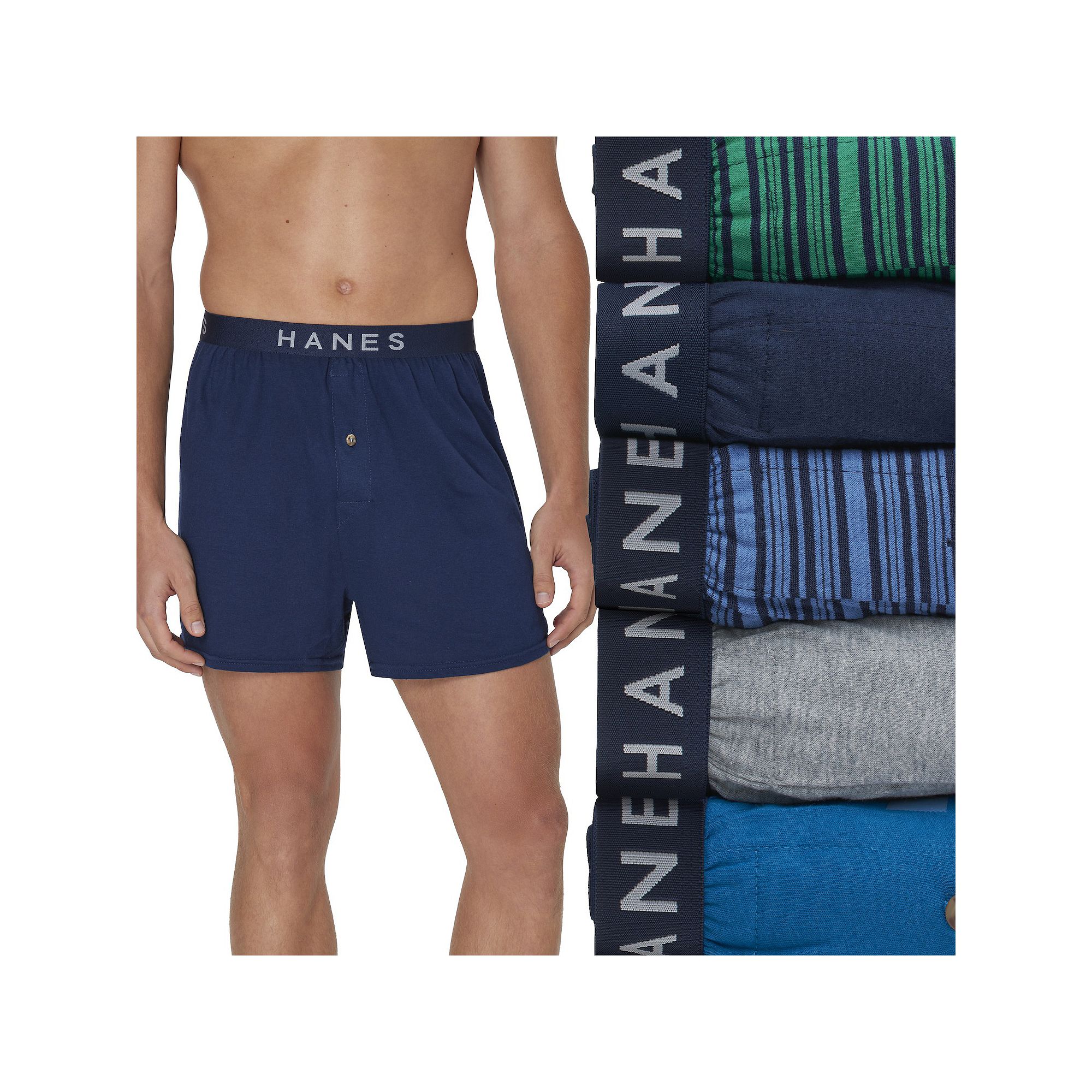 Hanes Ultimate Mens 5-pack Dyed Knit Boxer Underwear, Size: XXL, Assorted