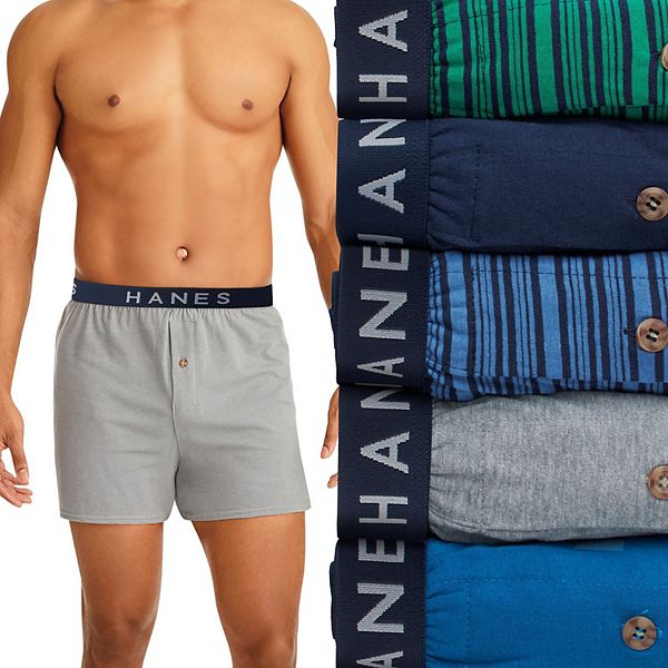 Hanes Premium Men's 4pk Knit Boxers - Blue/Black L
