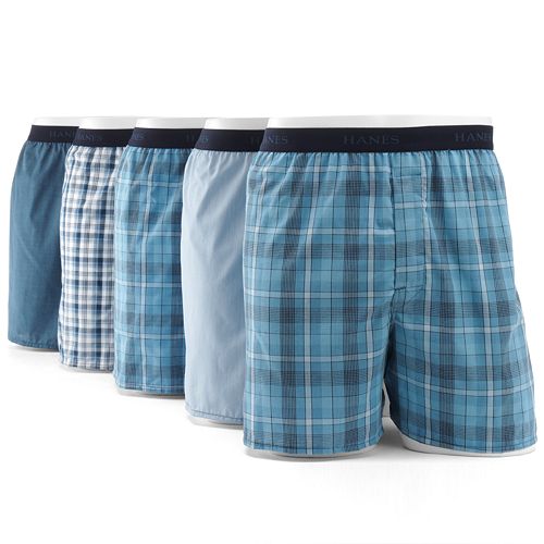 Men's Hanes Classics 5pk. FullCut Plaid Woven Boxers