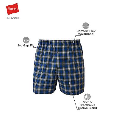 Men's Hanes Ultimate® 5-pack Plaid Woven Boxers