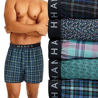 Men's Hanes® 5-Pack Ultimate Woven Moisture-Wicking Boxer Underwear