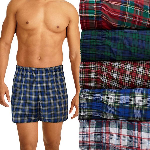 Men's Hanes Ultimate® 5-pack Plaid Woven Boxers