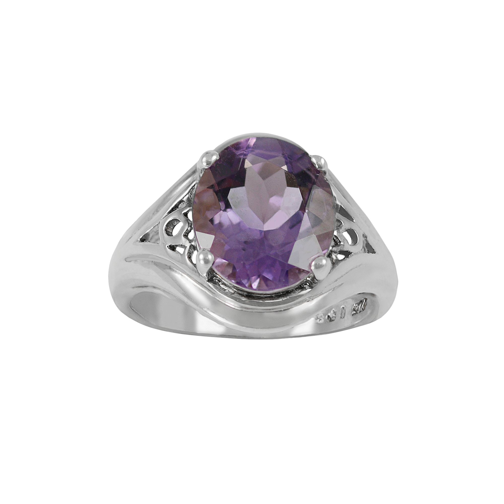 Sterling Silver Amethyst Filigree Ring, Womens, Size: 5, Purple