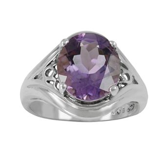 PearLustre by Imperial Sterling Silver Amethyst Filigree Ring