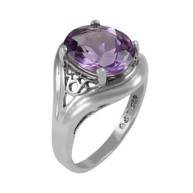 Sterling Silver Amethyst Filigree Ring