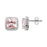 The Silver Lining Silver Plated Pink and White Cubic Zirconia Square Frame Stud Earrings