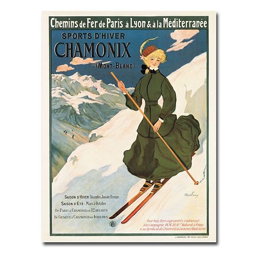 ”SNF Routes To Chamonix, 1910” 18” x 24” Canvas Art