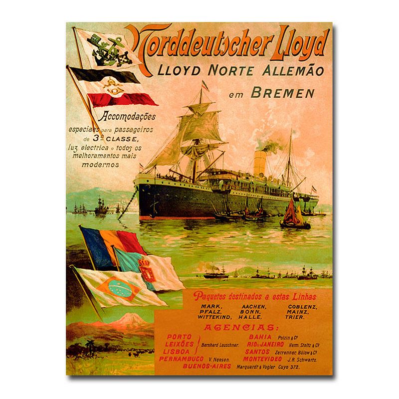 93889500 North German Lloyd, 1898 35 x 47 Canvas Art, Multi sku 93889500