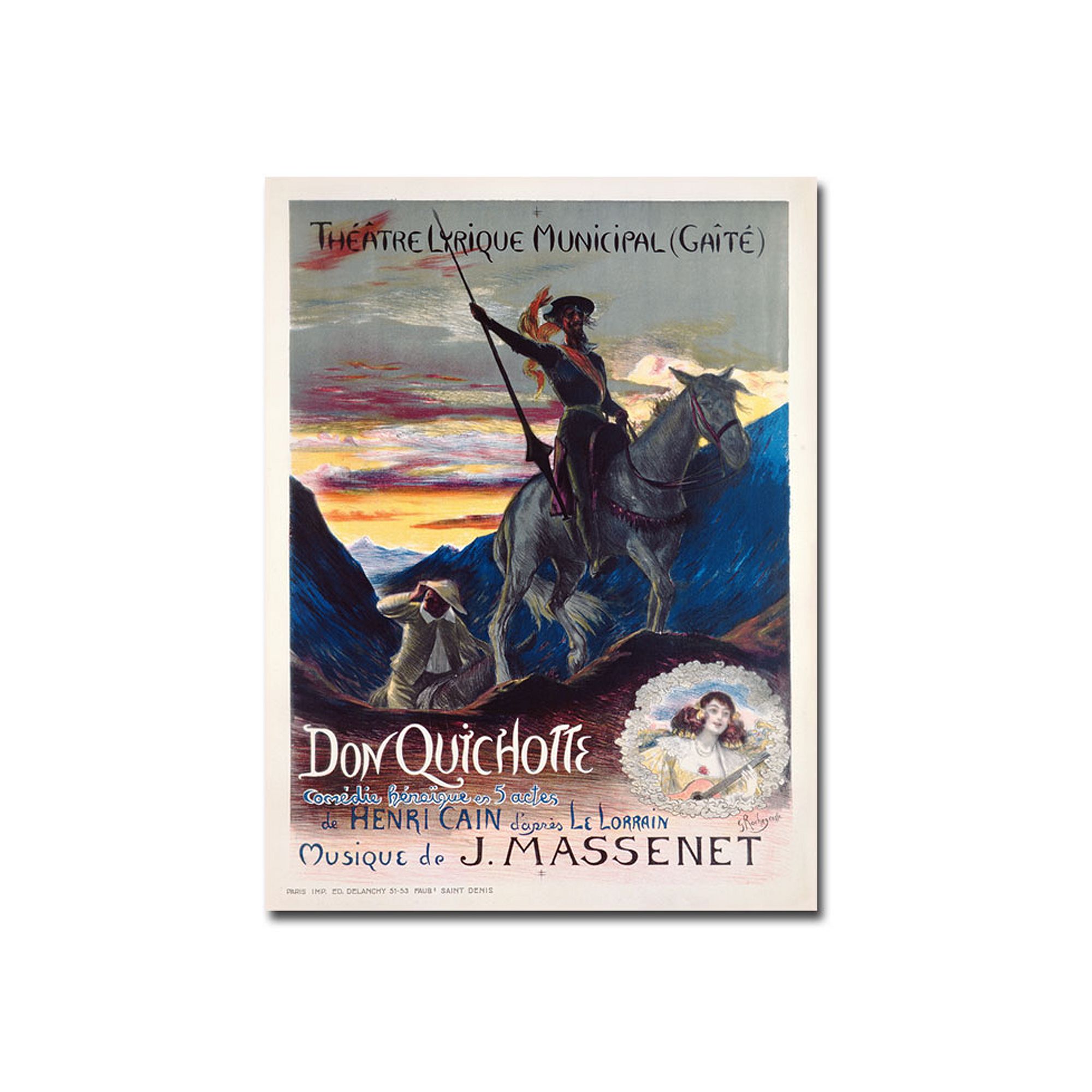 Don Quichotte, 1910 35 x 47 Canvas Art by Georges Rochegrosse, Mul