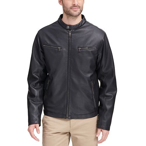 Dockers® Leather Motorcycle Racer Jacket - Men