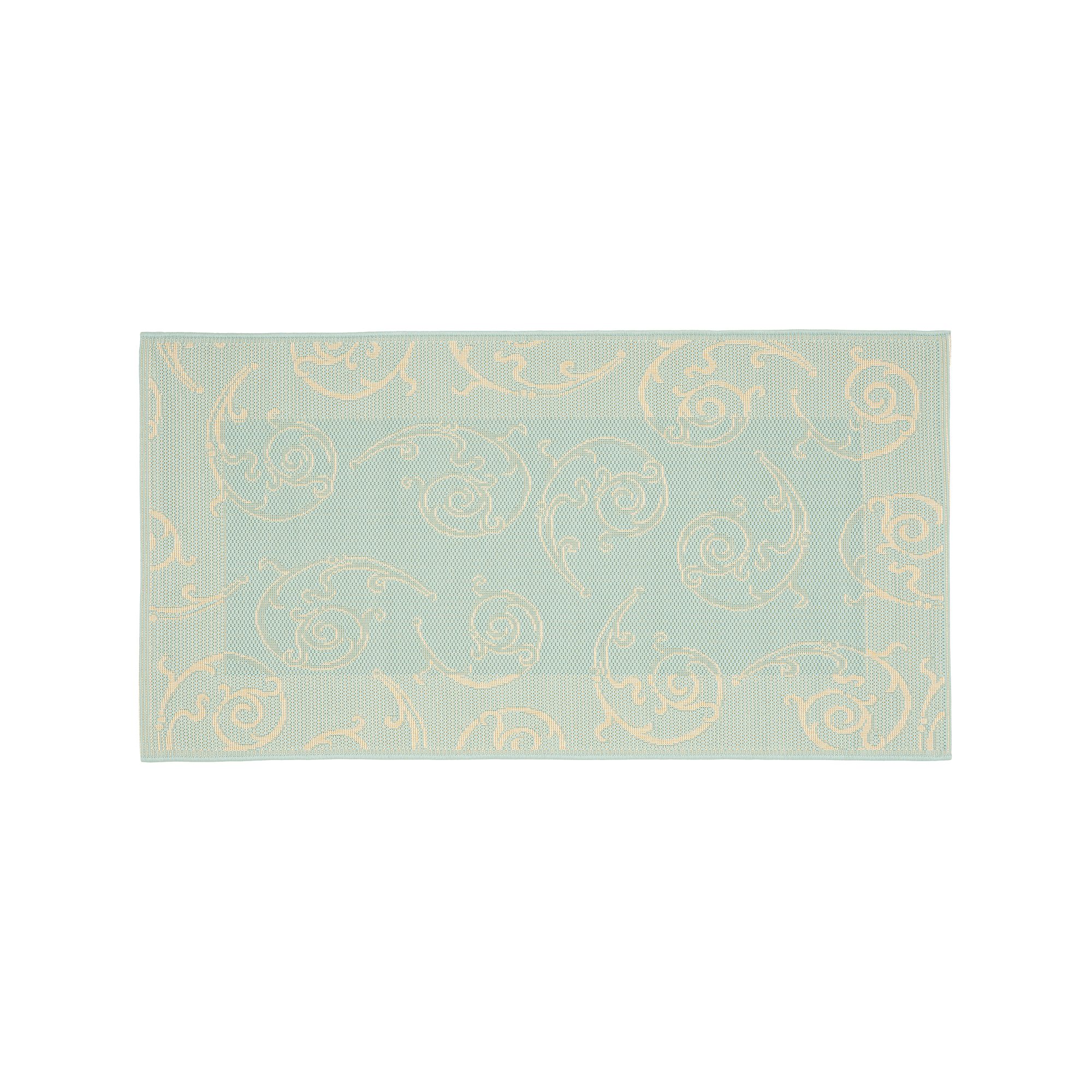 Safavieh Courtyard Scroll Indoor Outdoor Patio Rug, Aqua Ivory