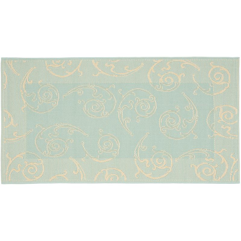 Safavieh Courtyard Scroll Indoor Outdoor Patio Rug, Blue, 6.5X9.5 Ft