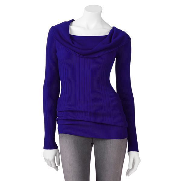 It's Our Time Cowlneck Ribbed Sweater - Juniors